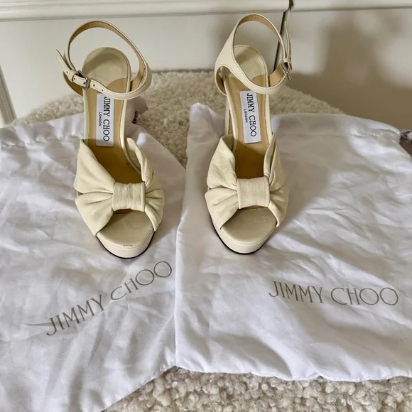 Jimmy Choo Heloise Platform Sandals – Size 37 – Worn Once – PERFECT Bridal Shoe - Picture 8 of 13